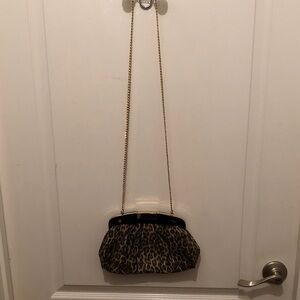 Talbots Leopard Print Clutch with Gold Chain